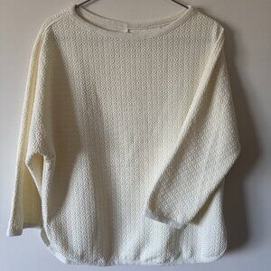 Max Studio London Cream 3/4-Sleeve Textured Shirt